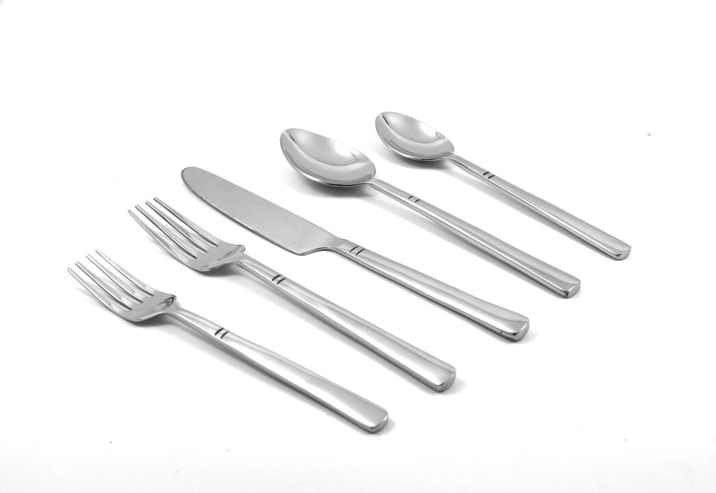 Modern Stainless Steel Flatware Set of 20 PC (Silver, Glossy)