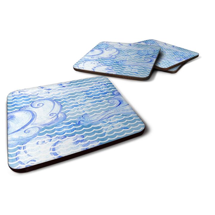Caroline's Treasures Beach Watercolor Abstract Waves Decorative coasters, 3.5, Multicolor