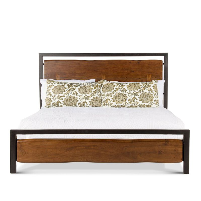 World Interiors Glenwood Acacia Wood King Bed in Walnut Finish