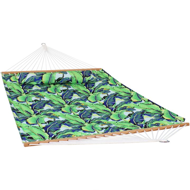 Sunnydaze Large Quilted Hammock with Spreader Bar and Pillow