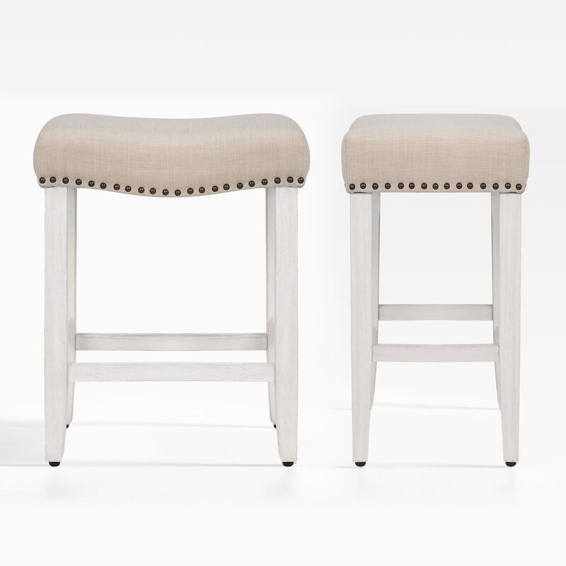 WestinTrends 24" Upholstered Saddle Seat Counter Stool (Set of 2)