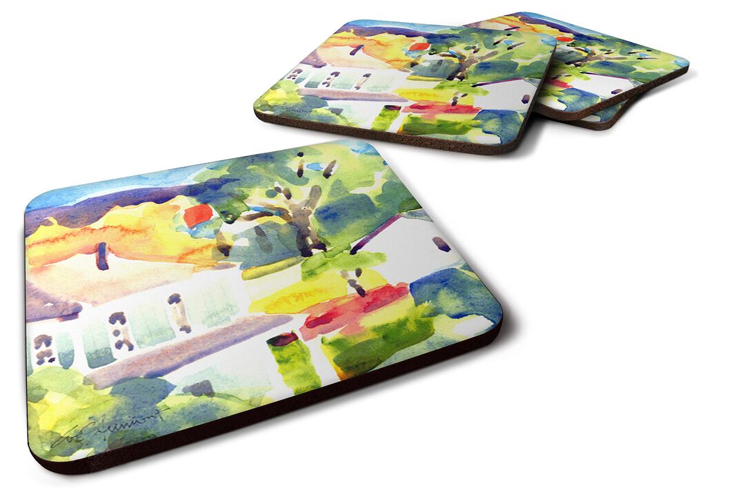 Caroline's Treasures 6131FC Houses Foam Coasters (Set of 4), 3.5 H x 3.5 W, Multicolor