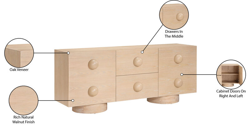 Meridian Furniture Bubble Natural Rubberwood with Oak Veneer Sideboard/Buffet image number 8