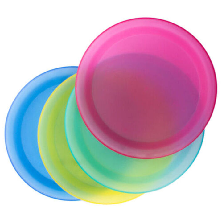 Colorful Plastic Reusable 10 inch Dinner Plates- 4 Pack