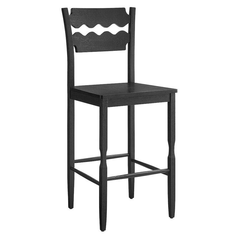 Jax Oak Wood Bar Stool With Wavy Razor Back image number 0