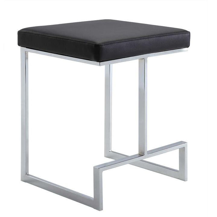 Carolina Living Kafka 24 Counter Stool - Chrome - Black Leatherette Upholstery
