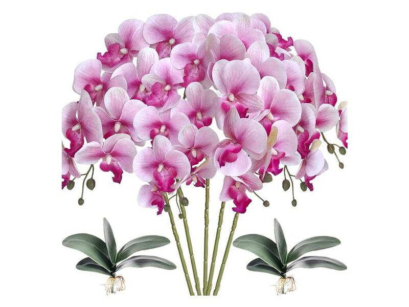 2 Bundle Purple Artificial Orchid Flower Stems Wedding Centerpiece Decor image number 0