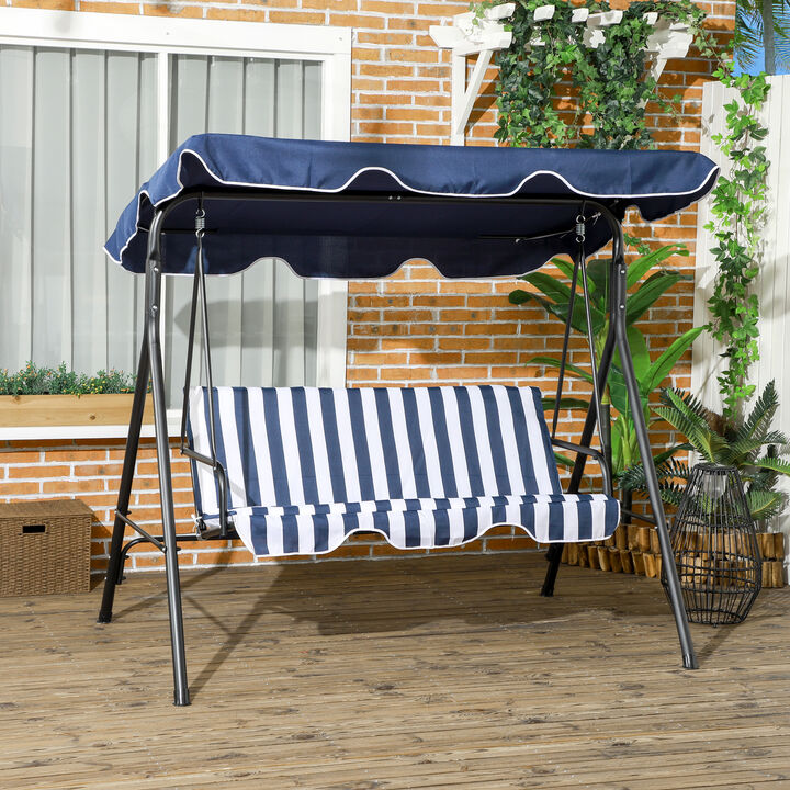 Hivvago 3-Seat Outdoor Patio Swing with Cushion and Canopy