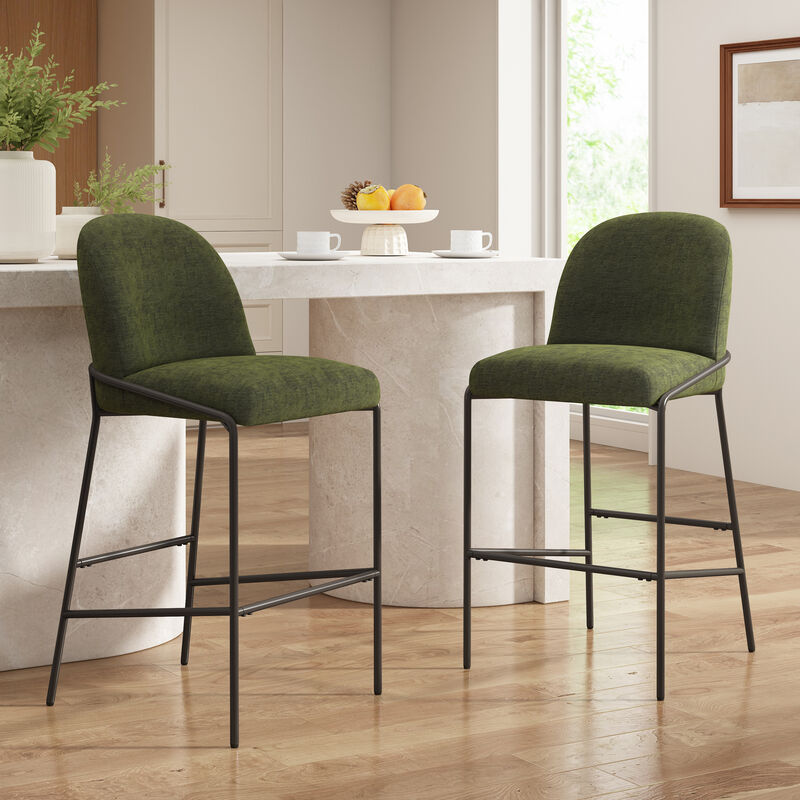 Christopher Knight Home Daphene Contemporary Metal Upholstered Barstools (Set of 2) image number 1