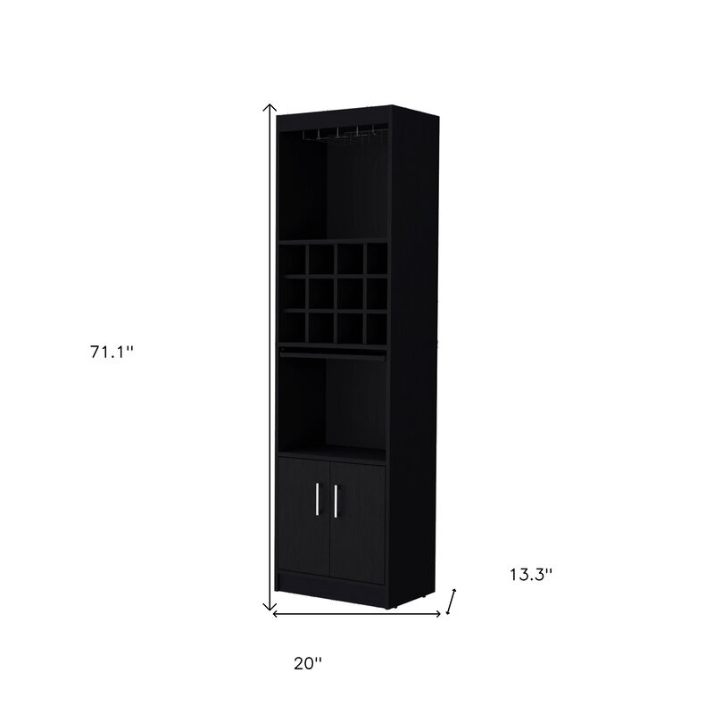 71" Black Wood Bar Cabinet image number 4