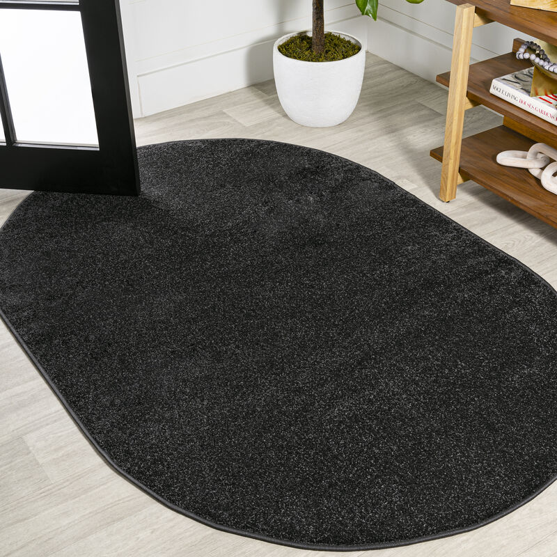 Haze Solid Low Pile Oval Area Rug