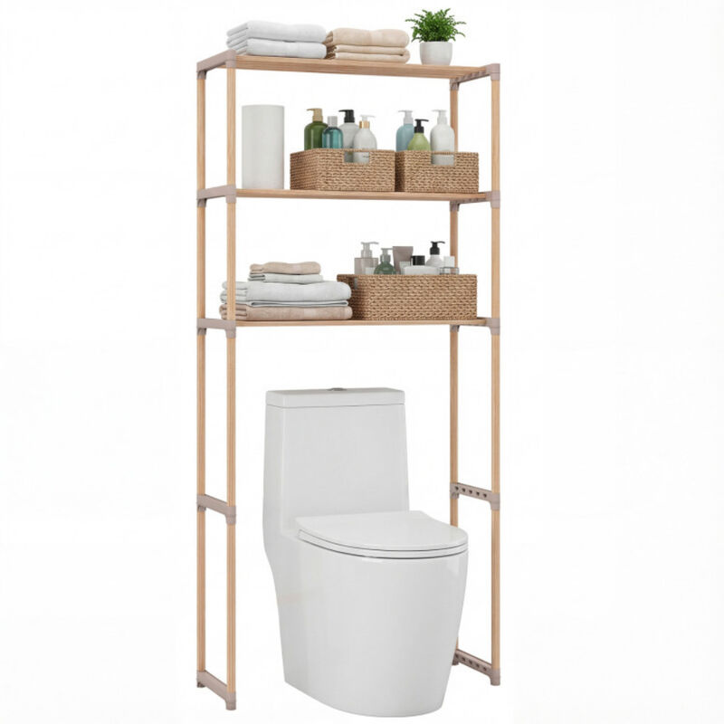 Over The Toilet 3 Tier Storage Shelf Rack with Open Shelves image number 3