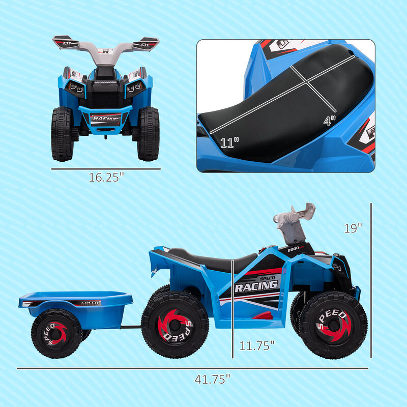BreeBe 6V Electric Toy Car with Back Trailer, Forward Backward, Wear-Resistant Wheels image number 2