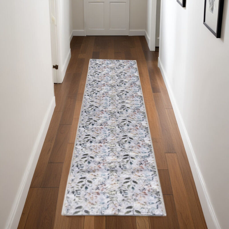HomeRoots Floral Washable Runner Rug image number 1