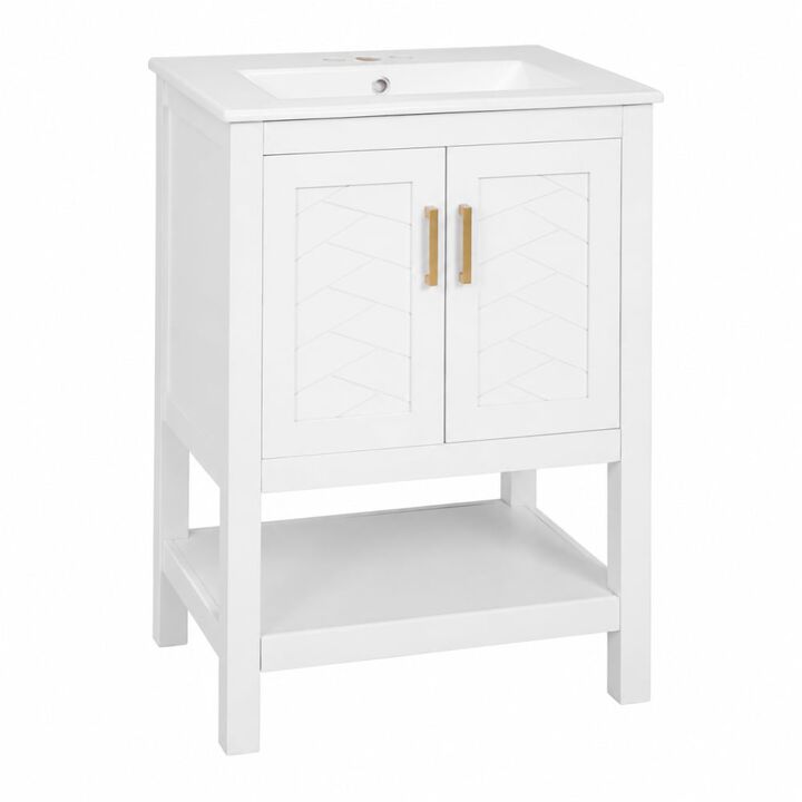 ELEMENT ACE 24 Inch Modern Bathroom Vanity with Elegant Twill Design Soft-Close Hinges Adjustable Shelf Back Open Structure Ample Customizable Bathroom Storage