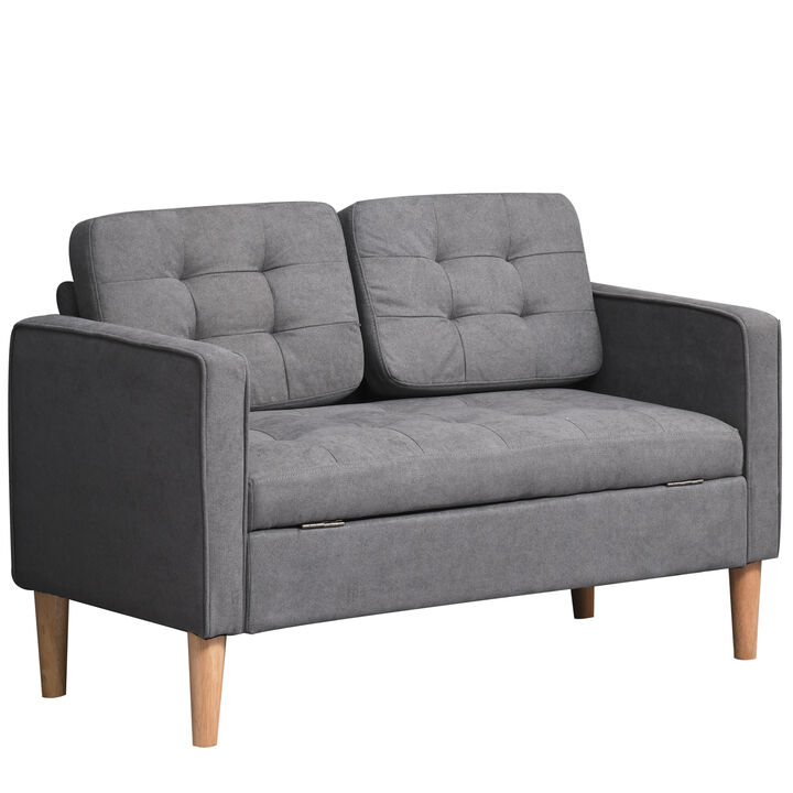 Cotton Cloth Double Sofa Seater with Under-Seat Storage and Soft Cushioned Seats