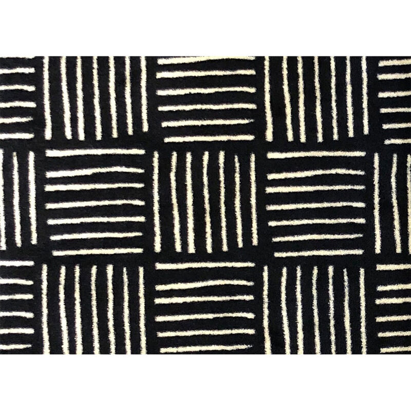 2 x 3 Black and Off White Abstract Machine Tufted Area Rug