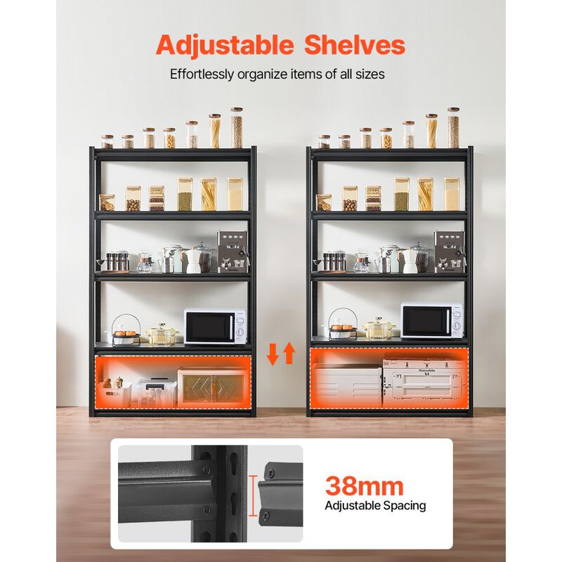 5 Tier Metal Storage Shelving 3000 Lbs Adjustable Garage Utility Rack image number 4