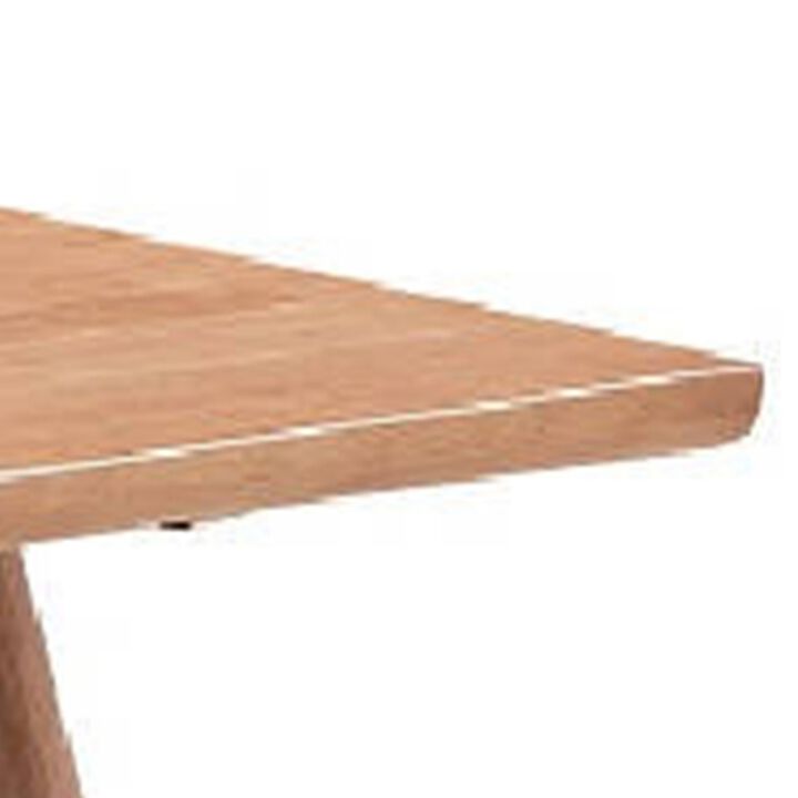 Tina 63 Inch Dining Table, Rectangular, Live Edge Natural Brown Wood - Benzara