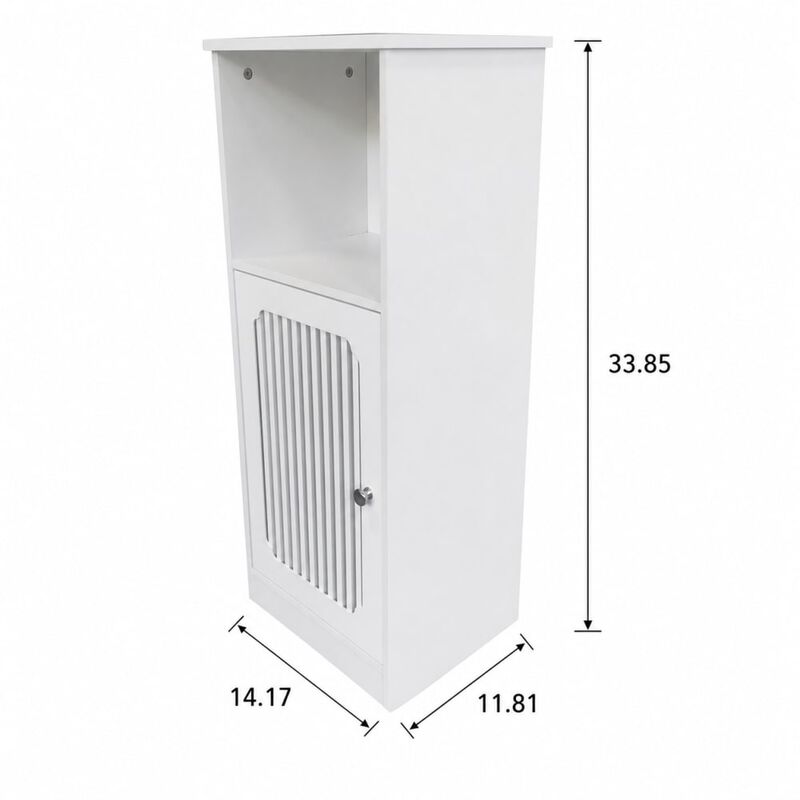 ELEMENT ACE Louvered Door Floor-Standing Bathroom Low Cabinet Multi-Layer Storage for Towels, Toiletries and Bath Essentials image number 1
