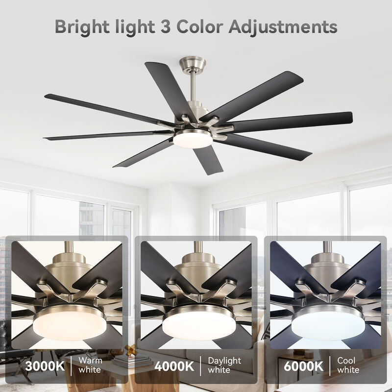 52-Inch Smart Ceiling Fan With Lights, 6 Wind Speed With 8 Black ABS Blades, Voice Remote image number 6