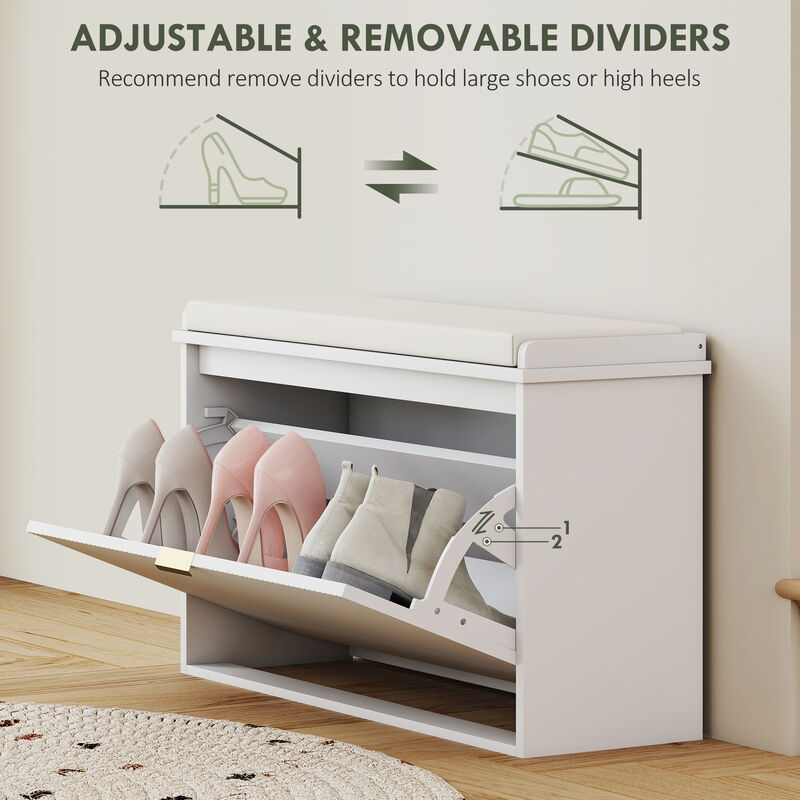 Hivvago Shoe Cabinet Bench with Cushion and Storage Drawer image number 5