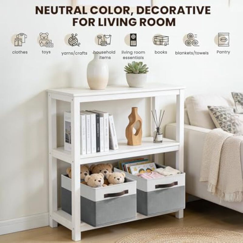 3 Pack Large Storage Bins Foldable Closet Shelf Organizer Basket Boxes image number 3