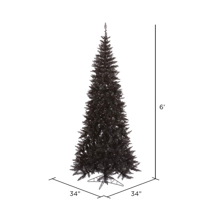 Vickerman 6.5' Black Fir Slim Artificial Christmas Tree Unlit, Seasonal Indoor Home Decor