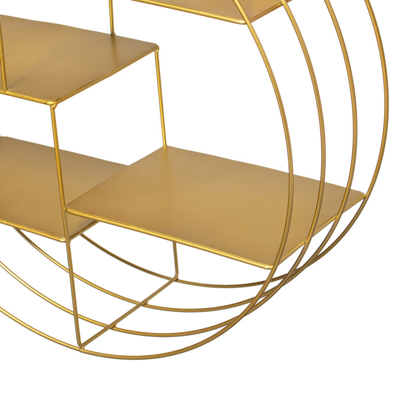 Vintiquewise 4-Tier Floating Circular Silhouette Wall Shelf - Metal Wall-Mounted Display Shelf, Multi-Functional Wall Storage - Perfect for Entryway, Bathroom, Bedroom, Living Room or Office, Gold