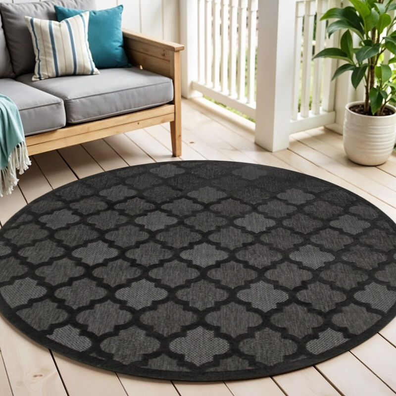 HomeRoots Round Trellis Indoor Outdoor Area Rug image number 1