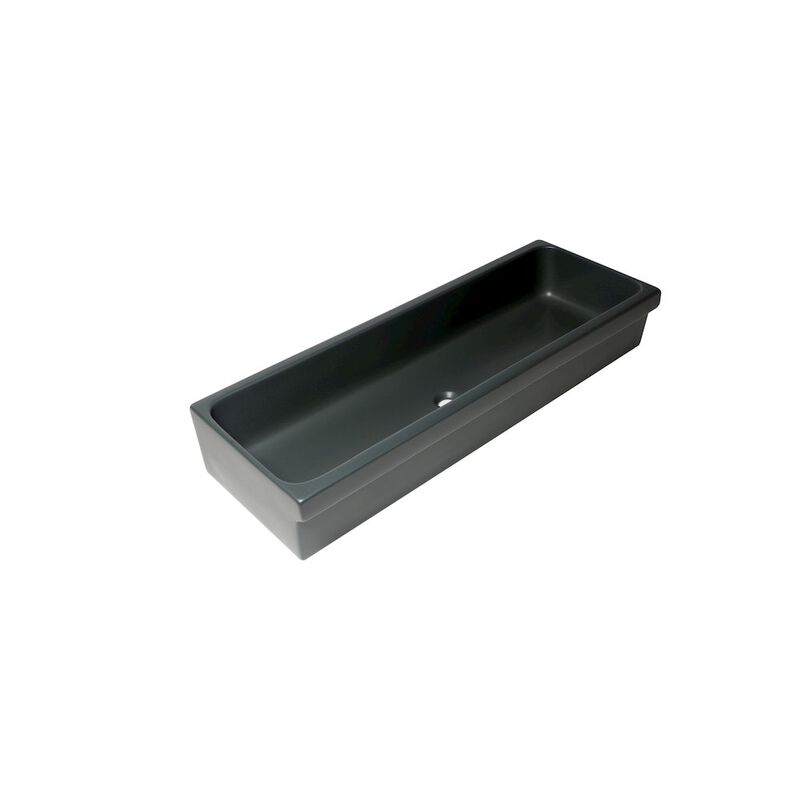 ALFI brand 48 Black Matte Above Mount Fireclay Bathroom Trough Sink
