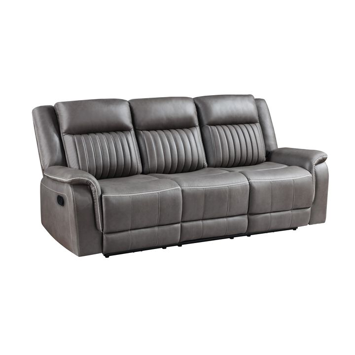 Viann Manual Reclining Sofa, Gray Polyester, Pillow Top Arms, 85 Inch