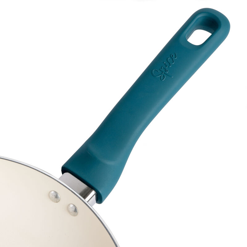 Spice by Tia Mowry Savory Saffron 2 Piece Ceramic Nonstick Aluminum Frying Pan Set in Teal