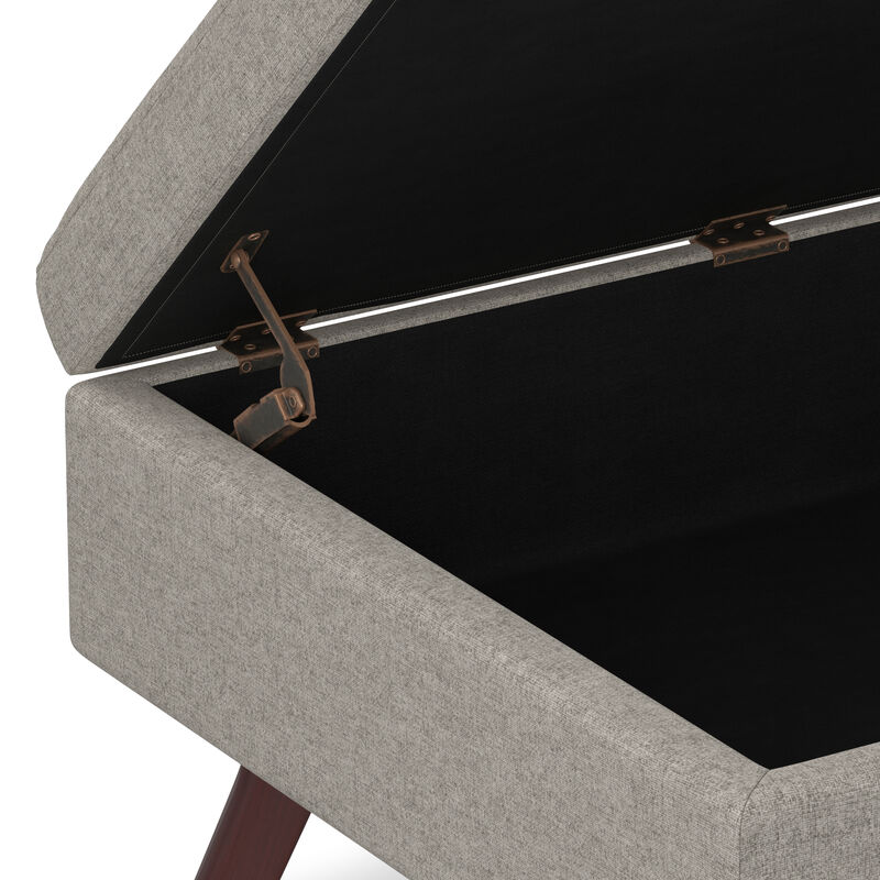 Owen Coffee Table Storage Ottoman in Cloud Grey Polyester Fabric