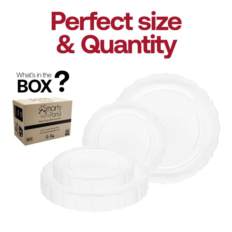 Clear Vintage Rim Round Plastic Dinnerware Value Set (120 Sets) image number 4