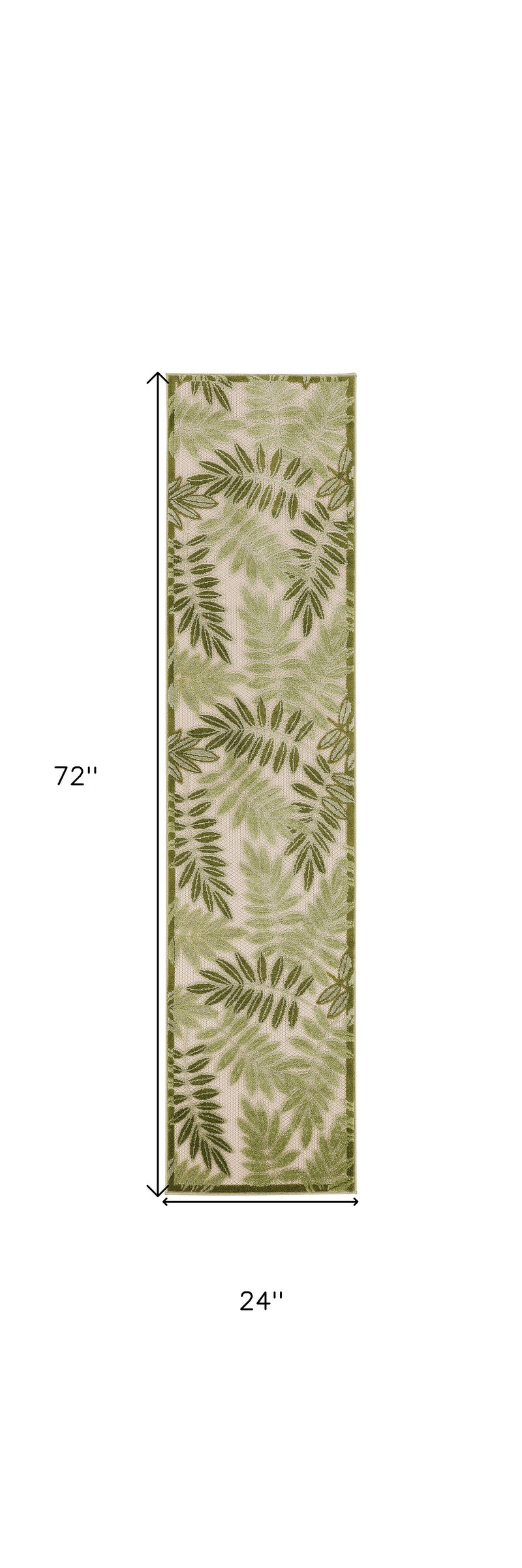 HomeRoots 6' Ivory And Green Palm Leaf Indoor Outdoor Runner Rug image number 5