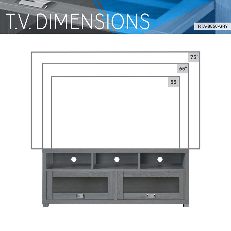 Techni Mobili Durbin TV Stand for TVs up to 60in, Grey