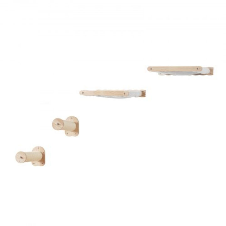 Wall Mounted Cat Shelves with 2 Jumping Posts & 2 Hammocks up to 40 lbs