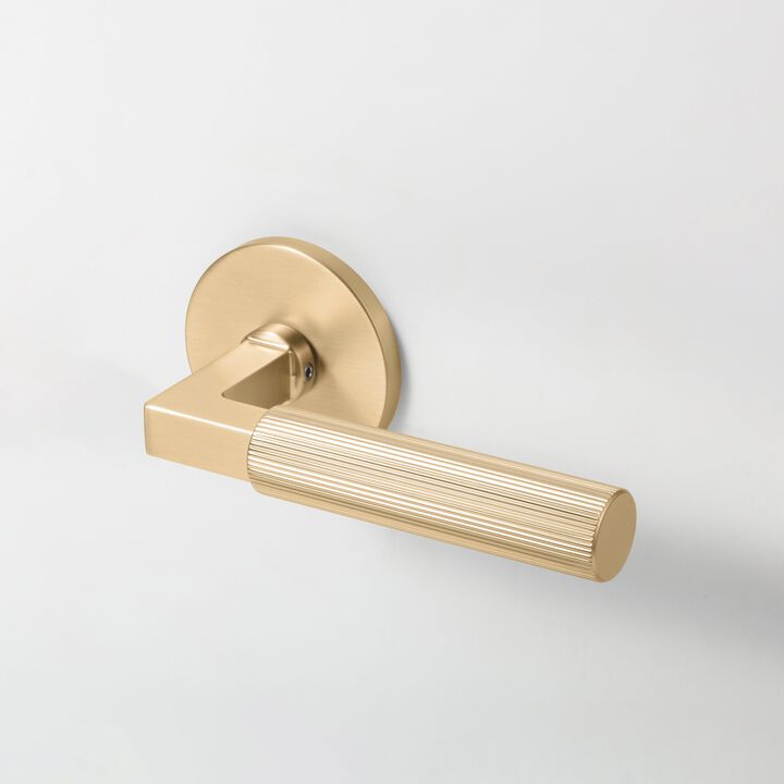 Mila Modern Linear Double Dummy Interior Door Handle with Round Rosette and Concealed Screws