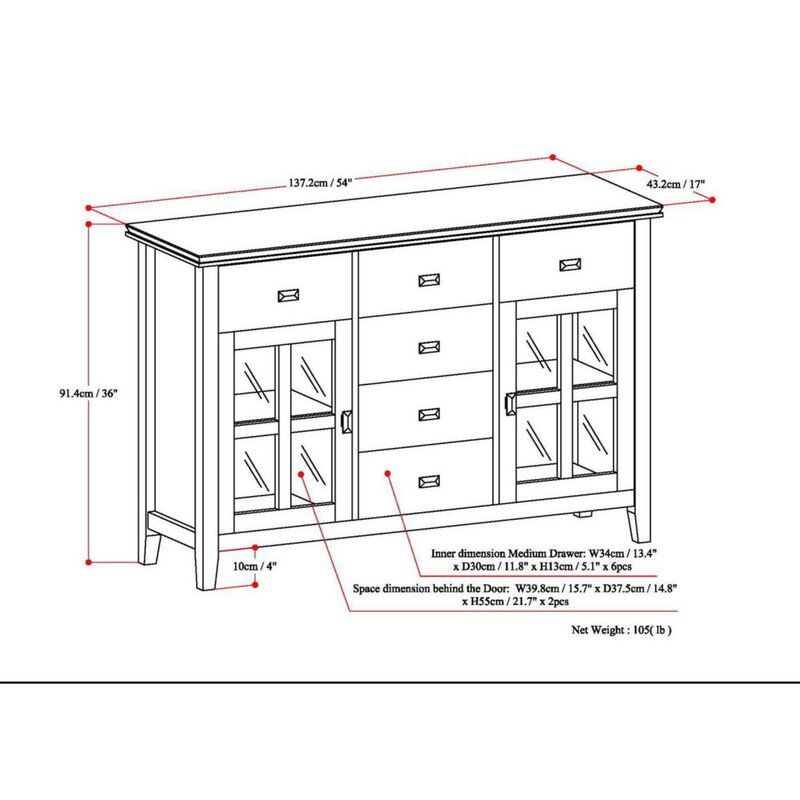 Zedpib Solid Wood Sideboard Buffet Cabinet image number 4