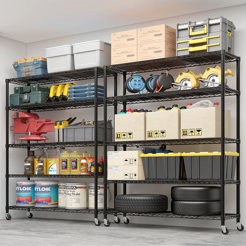 Heavy-Duty Wire Storage Shelves with Wheels, Adjustable Metal Garage or Pantry Rack
