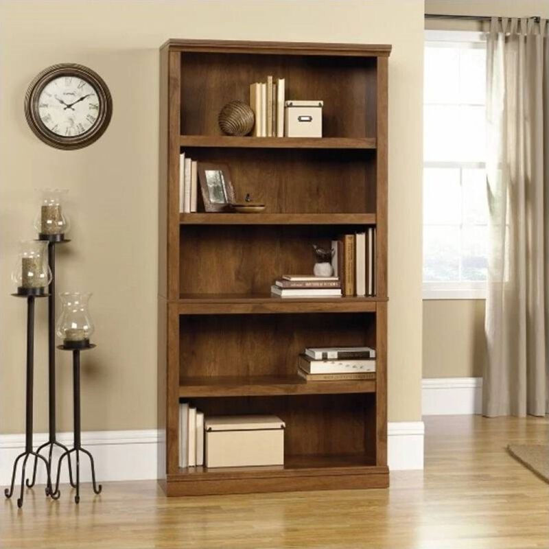 Hivvago 5-Shelf Bookcase in Medium Brown Oak Finish