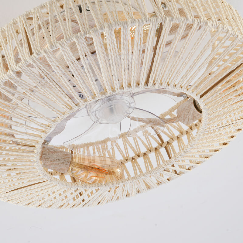 Low Profile Caged Ceiling Fan with Light and Remote Control image number 3