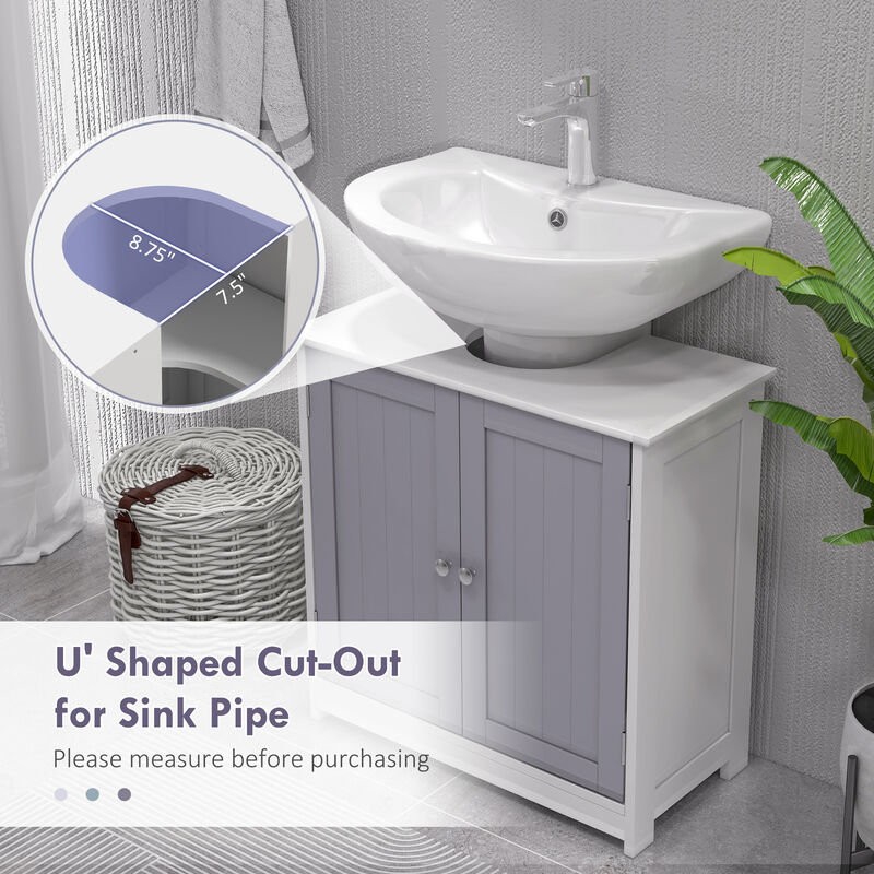 Hivvago Bathroom Sink Cabinet U-Shape Cut-Out with Adjustable Shelf image number 3