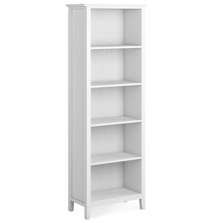 Artisan SOLID WOOD 72 inch x 26 inch Contemporary 5 Shelf Bookcase in White