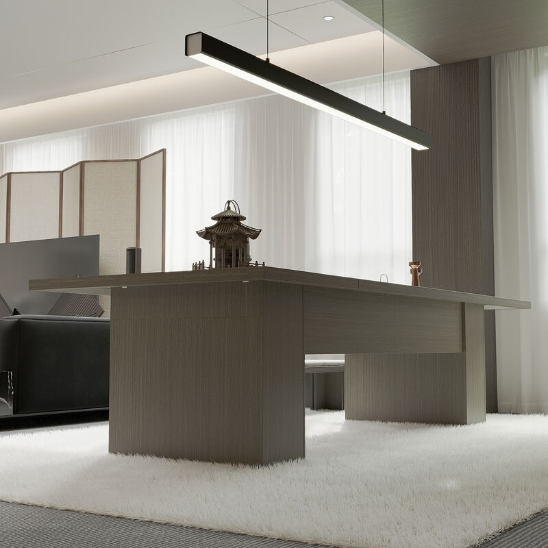 Conference Table, 118.1 L x 47.2 W x 29.5 H Inches Large Meeting Table Podcast Table for 10 People, Wooden Seminar Training Table for Office Business