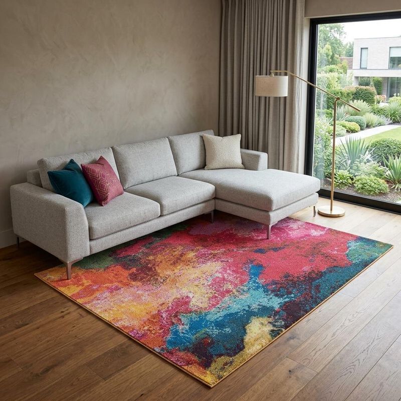 HomeRoots Abstract Non Skid Area Rug image number 1