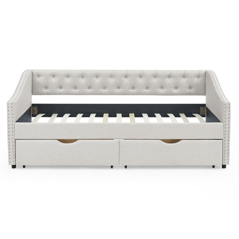 Nadcun Linen Upholstered 2 Storage Drawers Daybed image number 0