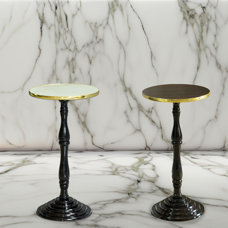 "Round Wooden Side Table, Living Room Accent Pedestal End Table - Modern Furniture, Decorative Stand, Small Space Solution, Circular Design, Rustic Home Decor, Elegant Home Furnishing, White"