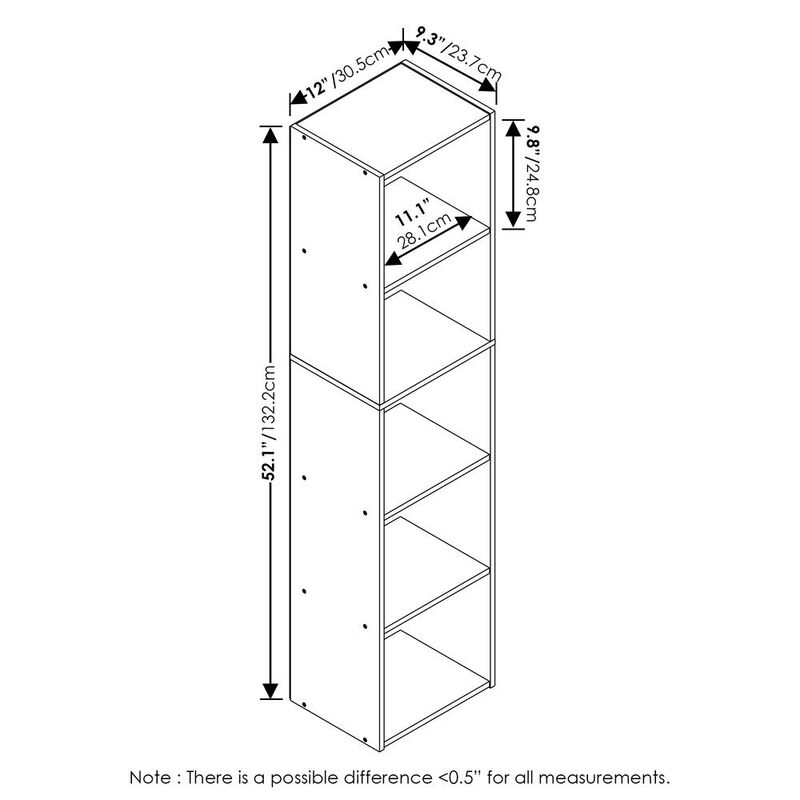 Furinno Pasir 5-Tier Open Shelf Bookcase, Green/White